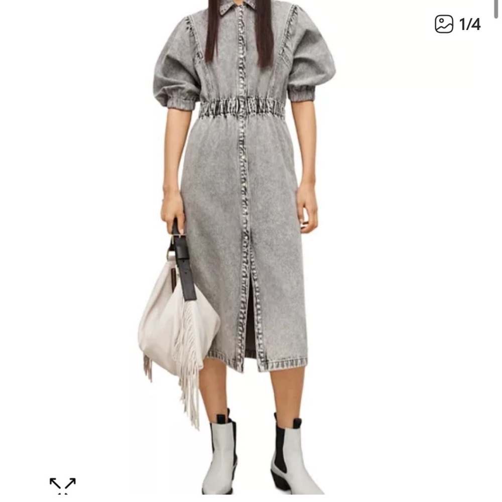 All Saints Osa Denim Midi Dress Washed Gray size 6